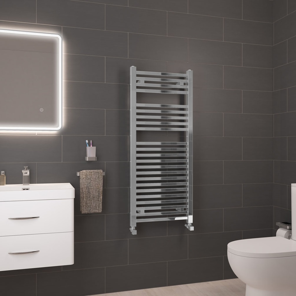 image of eastbrook biava square chrome towel rail lifestyle